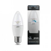 Лампа Gauss LED Candle-dim Crystal Clear E27 6W 4100К диммируемая 1/10/50