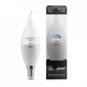 Лампа Gauss LED Candle Tailed-dim Crystal Clear E14 6W 4100K диммируемая 1/10/50