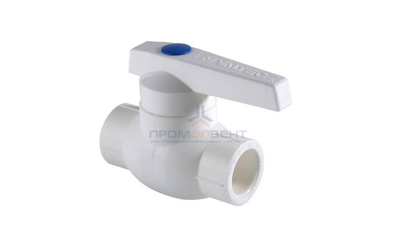 Кран шаровой VALTEC VTp.743 - 25 (c латунной гильзой, для полипропиленовых труб под пайку, белый)