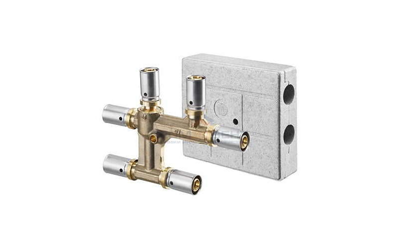 Крестовина Oventrop Cofit P - 20x2.5 x 16x2.0 x 16x2.0 (прессовая, в изоляциооном кожухе, латунь)