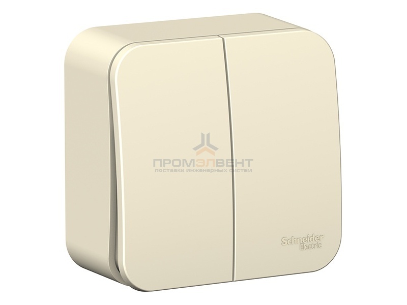 Выключатель 2-клавишный (cх.5) Blanca Schneider Electric 10А 250В молочный изол.пластина