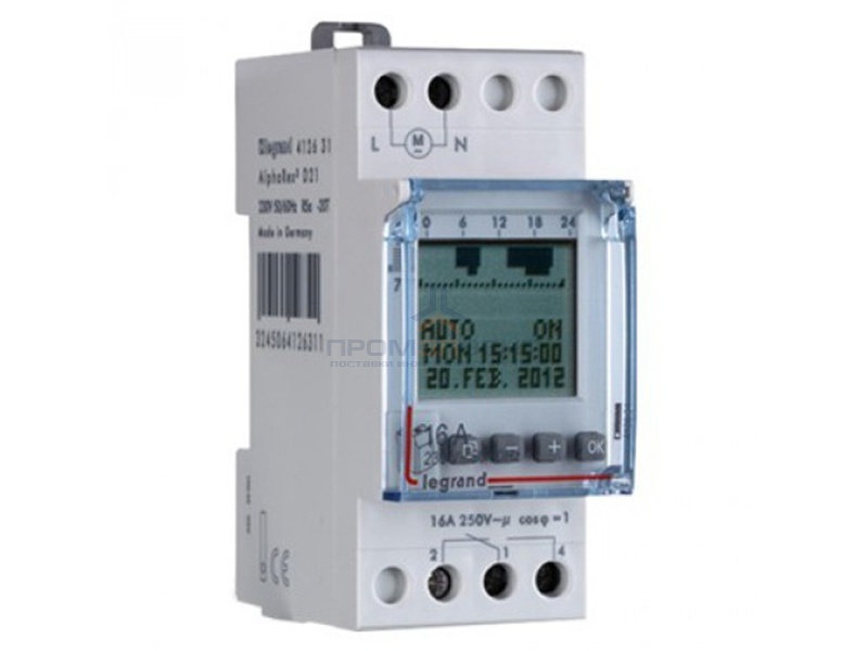 Астрономический годовой таймер Legrand электронный дисплей резервное питание 5 лет 220V 16А 1 выход